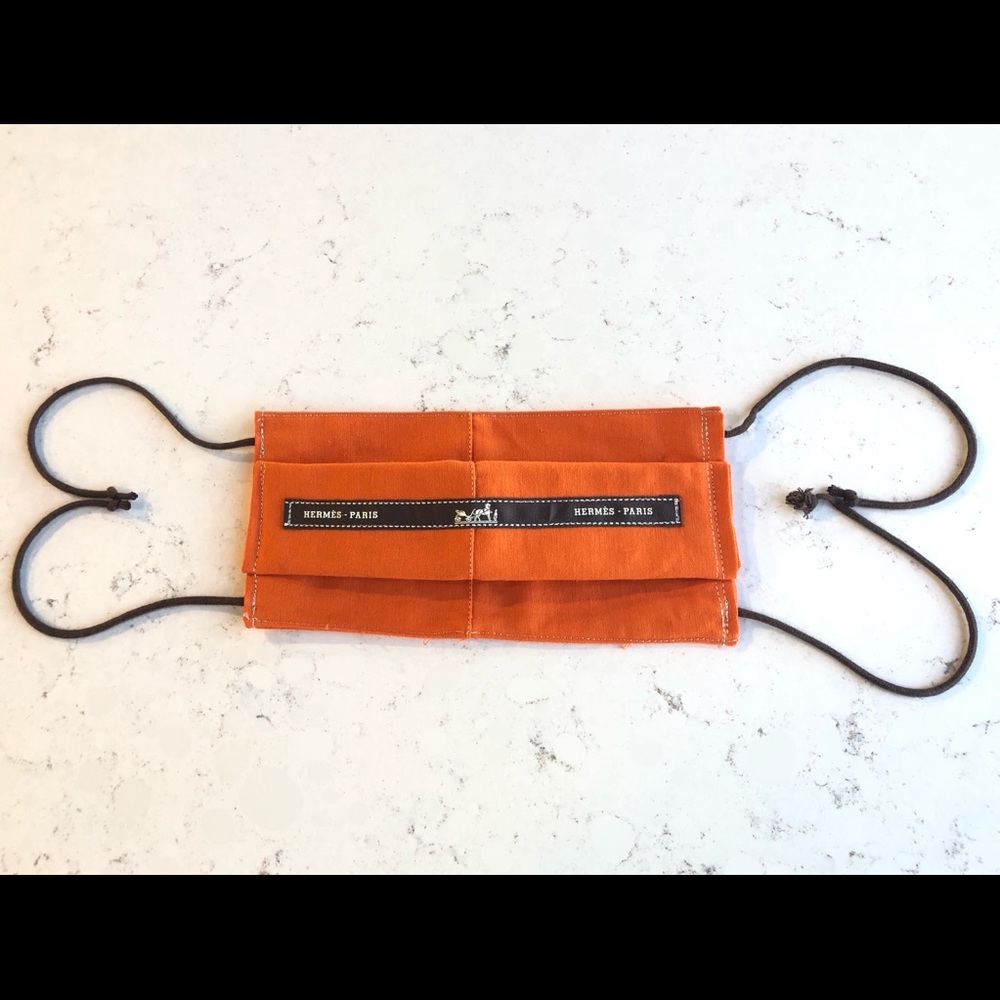 Handmade face mask from authentic Hermes Dust Bag